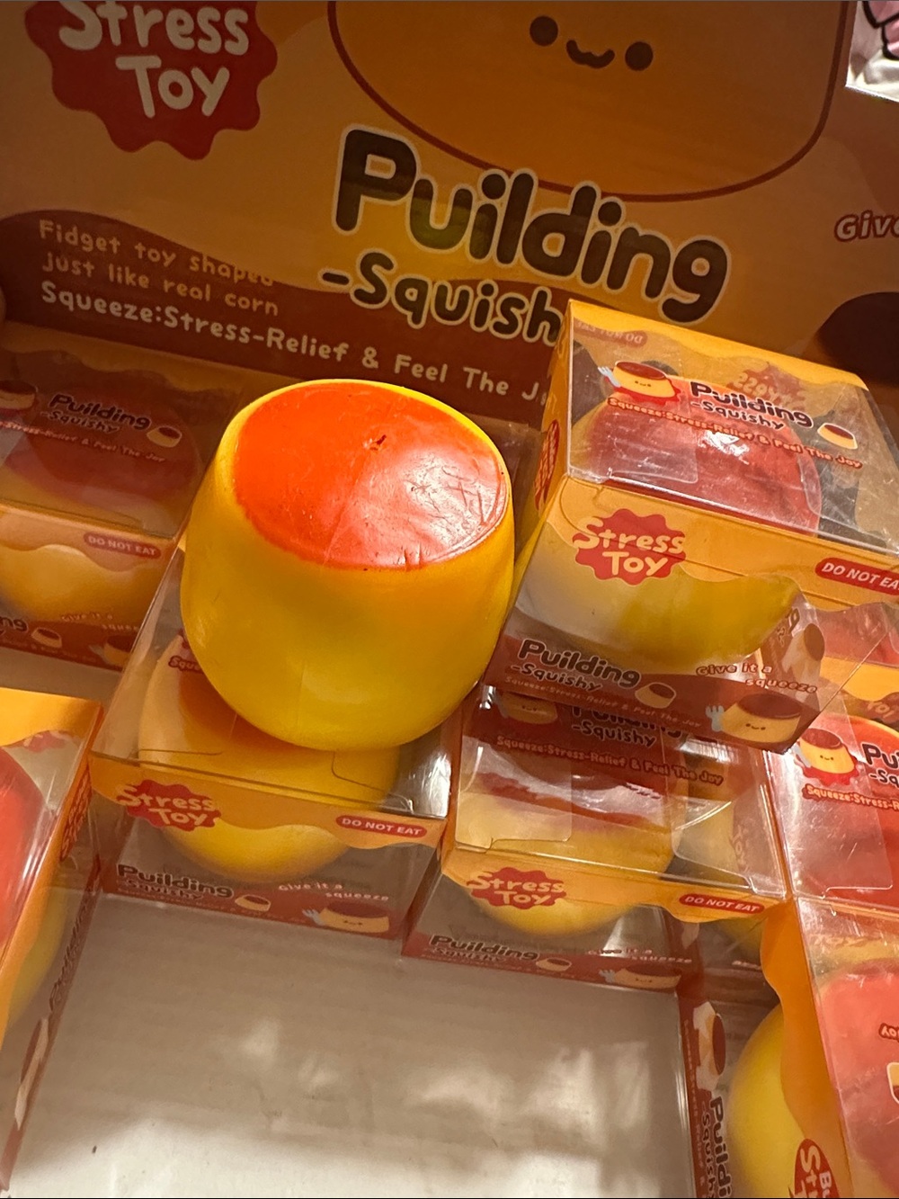 Puilding Squishy Stress Toy - Yellow & Orange